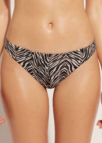 Calzedonia Zebra Nairobi Bikini Altları Kadın Siyah | TR2530RW